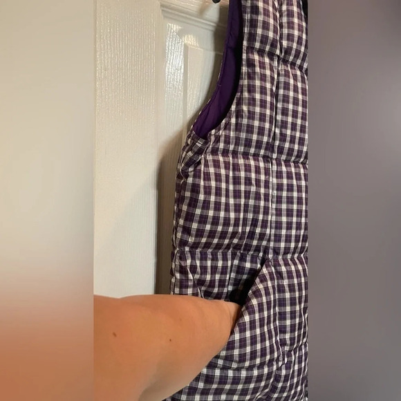 Lands End Purple Plaid Down Feather Puffer Vest Gorpcore Outdoors Layering Med - Picture 3 of 6